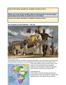 Ancient Africa Diverse Civilizations And Cultural Achievements Worksheet W Key