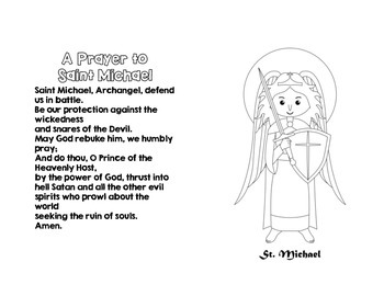 Saint Michael The Archangel Prayer Coloring Page Printable Coloring