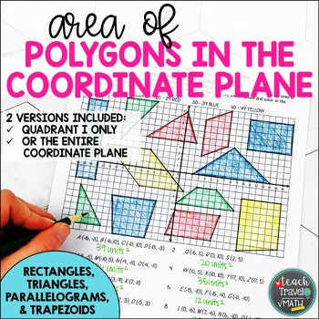Area Of Polygons In The Coordinate Plane Coloring Activity By Teach