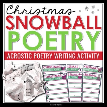 Christmas Writing Activity Snowball Writing Collaborative Poetry Writing