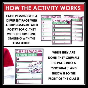 Christmas Writing Activity Snowball Writing Collaborative Poetry Writing