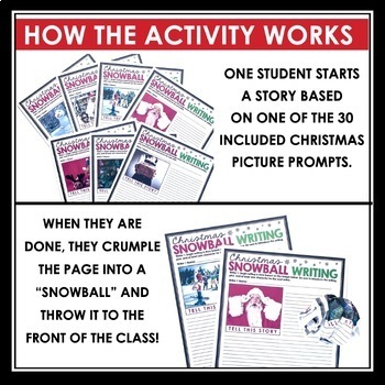 Christmas Writing Activity Snowball Writing By Presto Plans Tpt