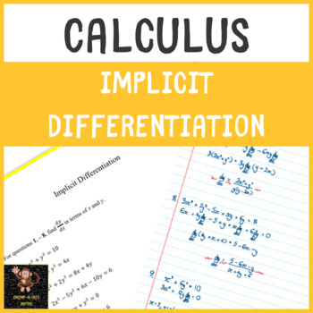 Calculus Implicit Differentiation Worksheet By Chimp A Roo Maths