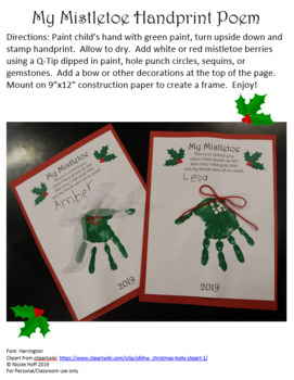 Christmas Handprint Poem By Nicole Hoff TPT