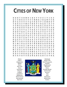 Cities Of New York Word Search Puzzle By The Lit Guy Tpt