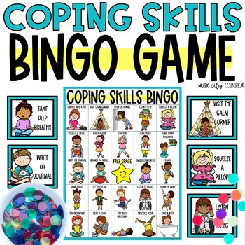 Coping Skills BINGO Game Counseling SEL By Music City Counselor