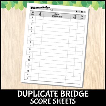 Duplicate Bridge Score Sheets By Knowledge Korner TPT