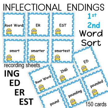 Ed Ing Er Est Inflectional Endings Word Cards Tpt