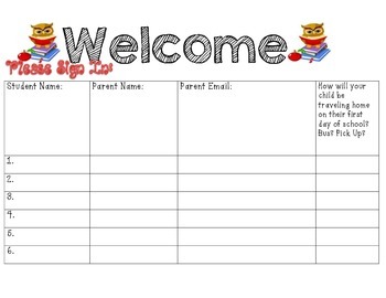 First Day Forms Must Have For Parents By Diana Noriega Tpt