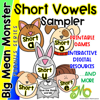 Short Vowel Games Free Sampler By Malinich Masterpieces TpT