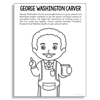 George Washington Carver Inventor Coloring Page Poster Craft Stem