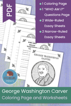 George Washington Carver Coloring Page And Worksheets Tpt