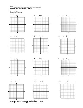 Graphing Vertical And Horizontal Lines Worksheet