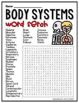 Human Body Systems Word Search By Jito Studio Tpt