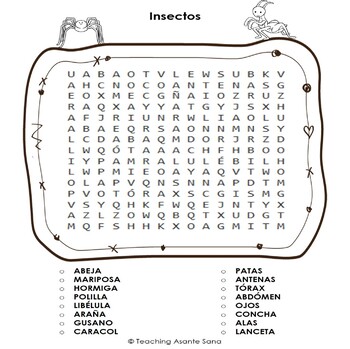 Sopa De Letras De Insectos Para Imprimir Pasatiempos Para Imprimir My