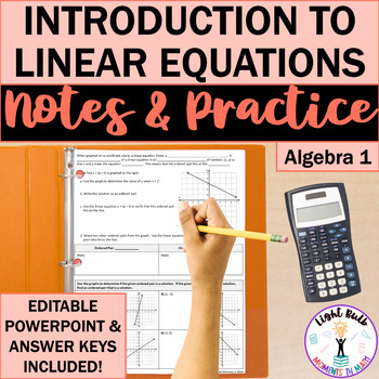 Introduction To Linear Equations In Two Variables Guided Notes And Worksheet