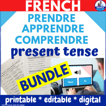 Present Tense Prendre In French Bundle By French With The Hobbs