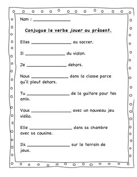 Les Verbes Reguliers En Er Au Present Worksheet Images