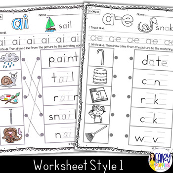 Long Vowels Vowel Teams Worksheet Activities Workbook By Fairy Poppins