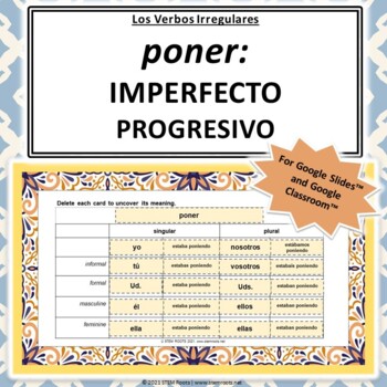 Los Verbos Irregulares Poner Imperfecto Progresivo Google Slides