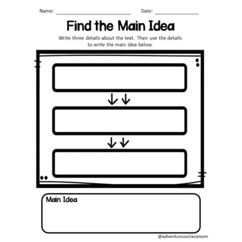 Main Idea Graphic Organizers By Adventurous Classroom Tpt