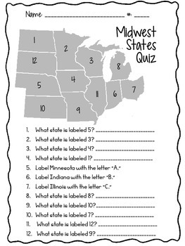 Midwest States Quiz By Frazzled And Fabulous Tpt