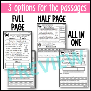 Ou And Ow Passages By Designed By Danielle Teachers Pay Teachers