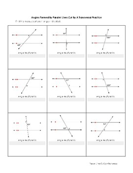 Parallel Lines Cut By A Transversal Finding Measures Of Angles Practice