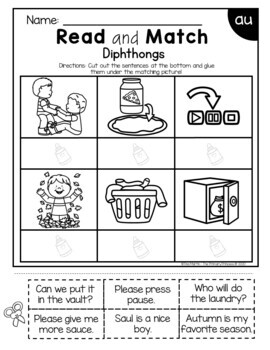 Diphthongs Read And Match By Happy Detectives At Work TPT