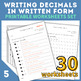 Place Value With Decimals Worksheets For Writing Decimals In Written Form
