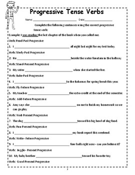 Progressive Verb Tense Worksheets