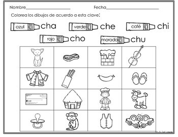 Sílabas con ch Hojas de trabajo by Mrs G Dual Language TPT