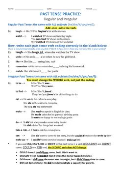 SIMPLE PAST TENSE Practice For Older ELLs Editable DOCX Digital PDF Forms