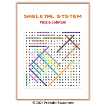 Skeletal System Word Search Puzzle Science Game Printable Pdf Tpt