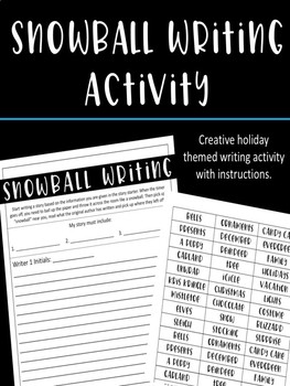 Snowball Writing Activity By Miss Reamey ELA TPT