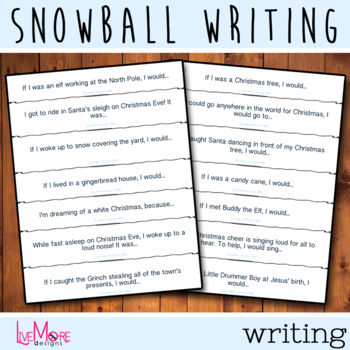 Snowball Writing Christmas Language Arts Game By LiveMore Designs