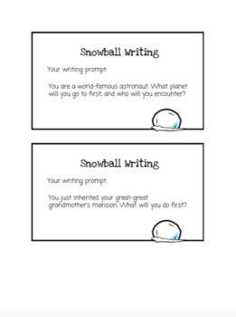 Snowball Writing Prompts By New Teacher Fresh Ideas TPT