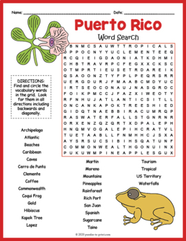 Puerto Rico Word Search Puzzle Worksheet Activity By Puzzles To Print