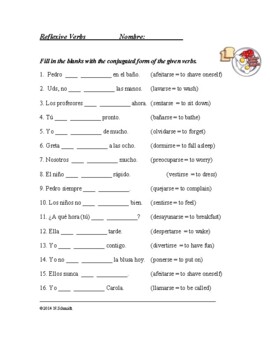 Worksheets Reflexive Verbs Answers