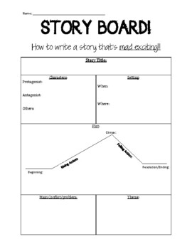 Storyboard Writing Graphic Organizer Story Elements Plot Diagram