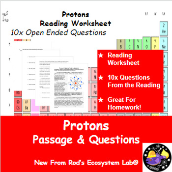 Subatomic Particles Protons In Chemistry Reading Worksheet Editable