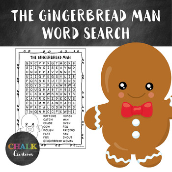 The Gingerbread Man Word Search By Chalk Creations Tpt