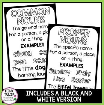 Types Of Nouns Posters Classroom Decor By Pink Tulip Teaching Creations