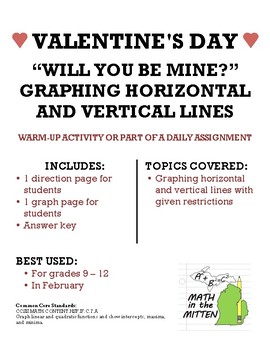 Valentine S Day Fun Graphing Horizontal Vertical Lines By Math In