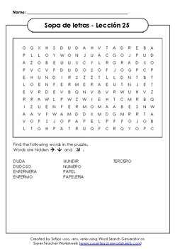 WORD Search SOPA De Letras Palabras Con Sufijos SPANISH TPT