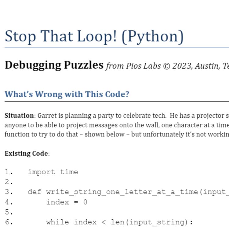 Debugging Puzzles: Stop That Loop! - JavaScript, Python, Java
