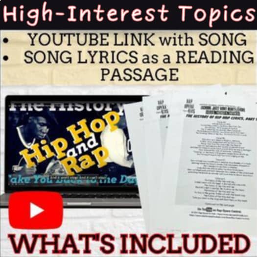 hip hop reading comprehension worksheets