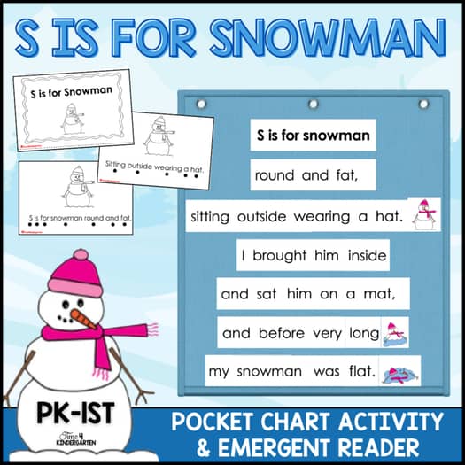 Snwoman book and pocket chart activity