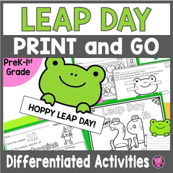 Preview of Leap Day Activities Leap Year Crafts Crowns ELA & Math Worksheets