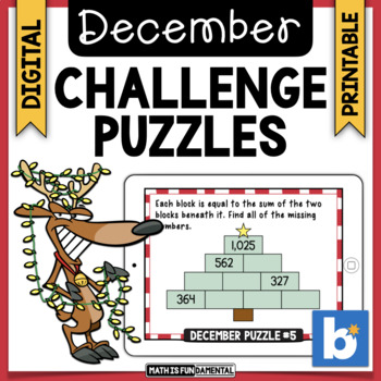 Preview of December Brain Teaser Challenge Puzzles | Boom Cards | Digital & Print